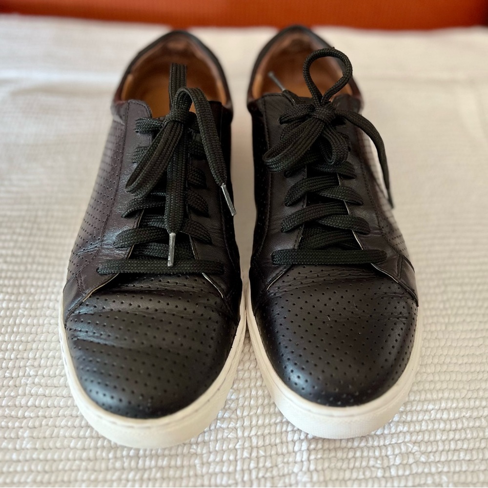 Caslon Cassie Perforated Leather Sneakers Women's Size 7 Lace Up Black